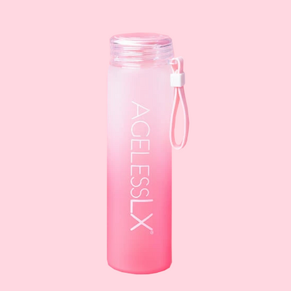 AgelessLX glass water bottle lifestyle photo