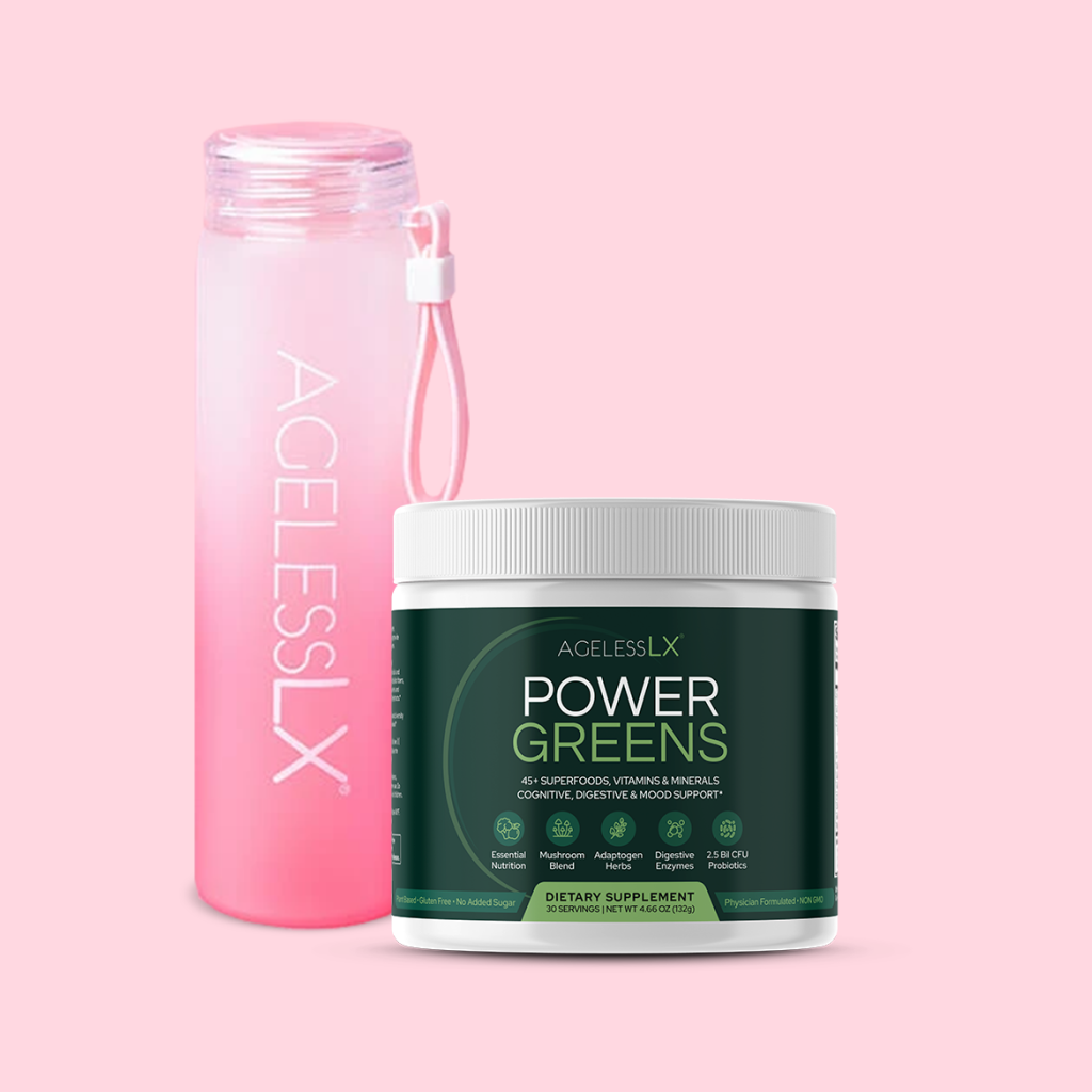 AgelessLX Power Greens and Water Bottle Bundle