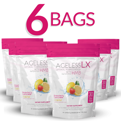 6 Bags AgelessLX Strawberry Lemonade No Bottle